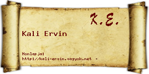 Kali Ervin névjegykártya